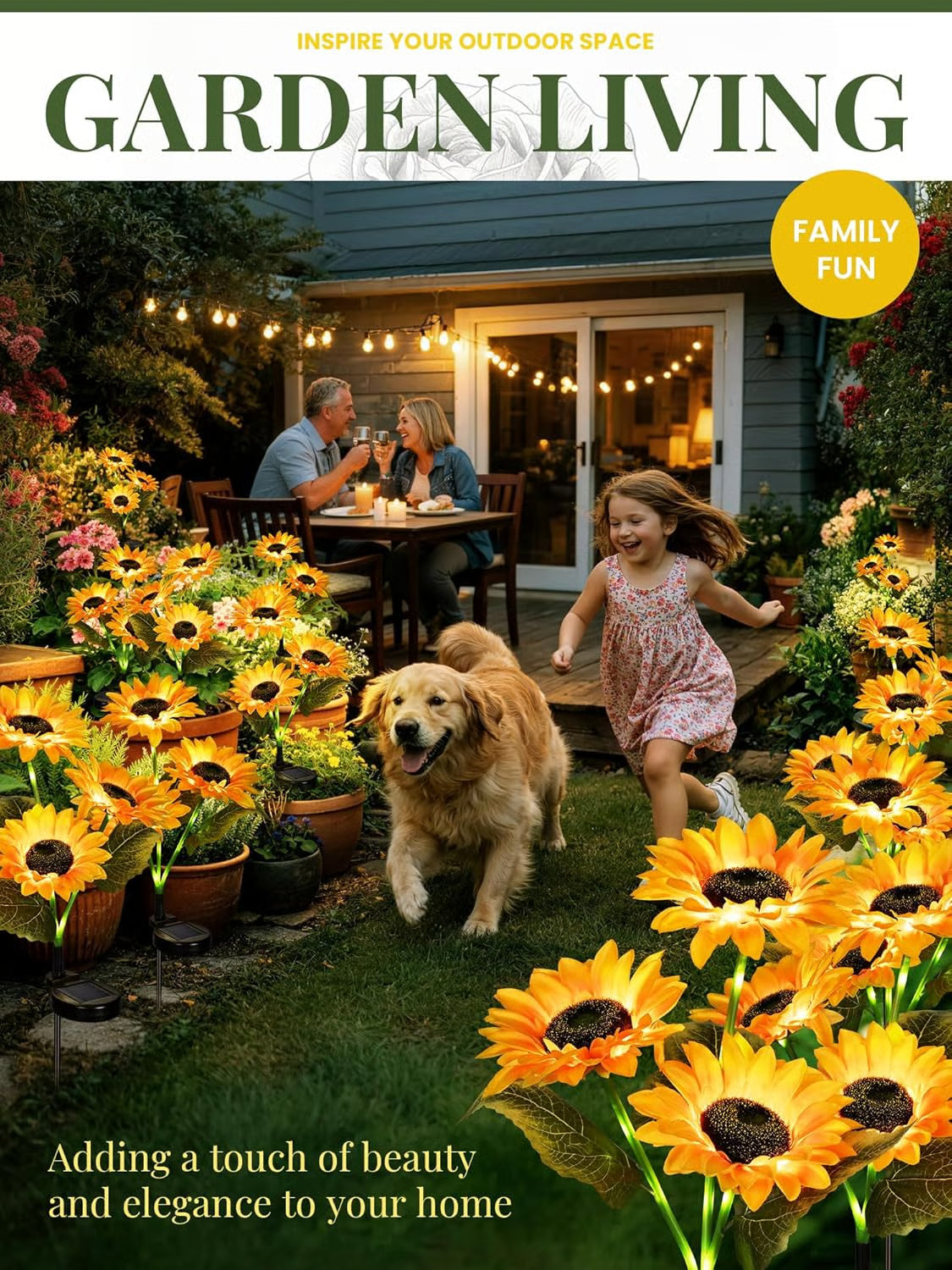 LuminaBloom™ 3-in-1 Solar Sunflower Garden Stake Lights