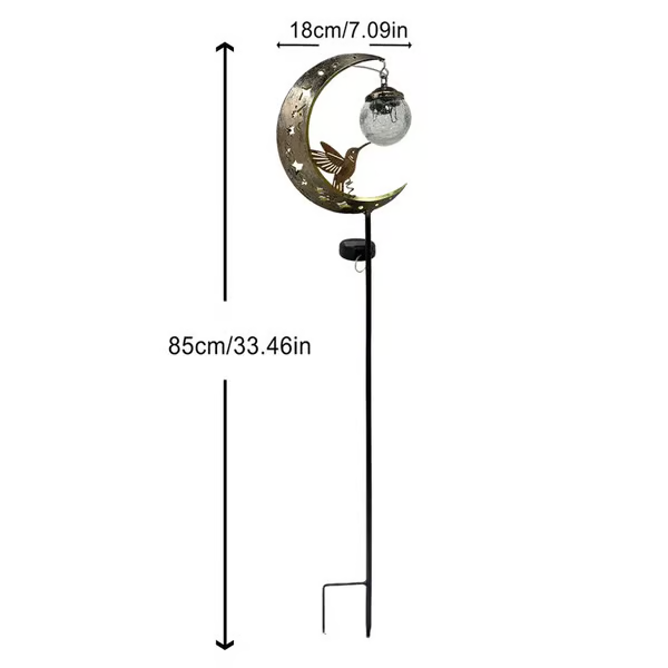 Hummingbird Moon Solar Garden Stake Light