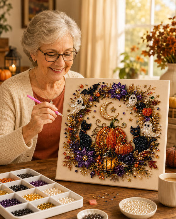 Halloween Pearl Art DIY Kit – Turn Tiny Pearls into Spooky-Cute Magic (📦Buy 2 Free Shipping)
