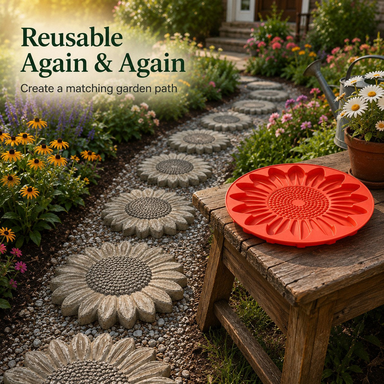 Reusable Sunflower Stepping Stone Mold