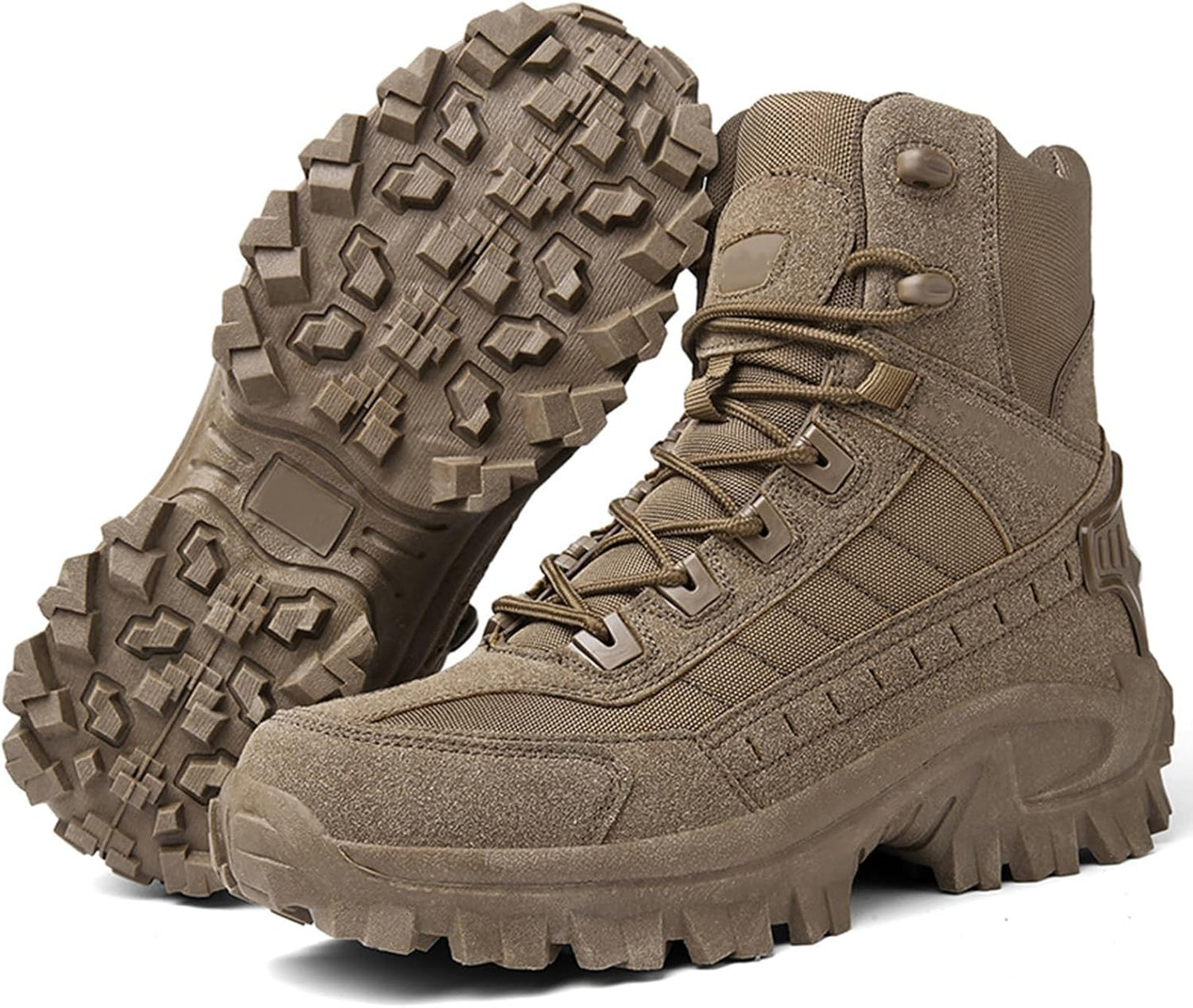 Men’s Lightweight Tactical Hiking & Work Boots with Side Zipper – Waterproof Outdoor Walking Boots with Traction Outsole