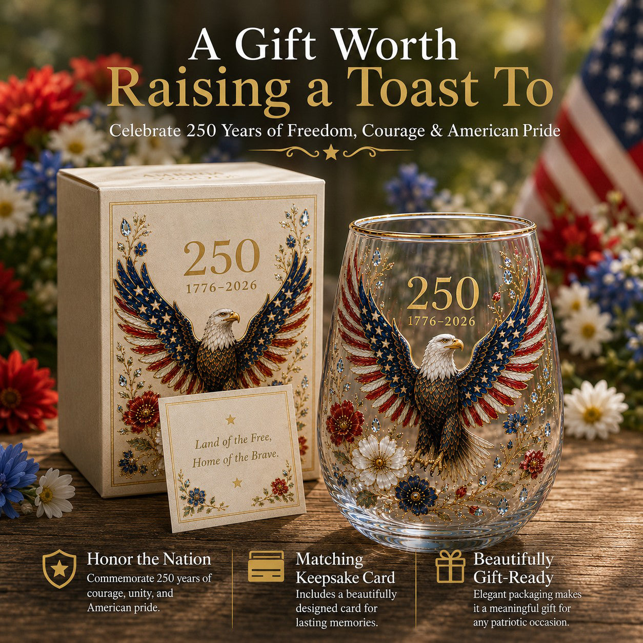 🦅America '250 Eagle Glass Tumbler