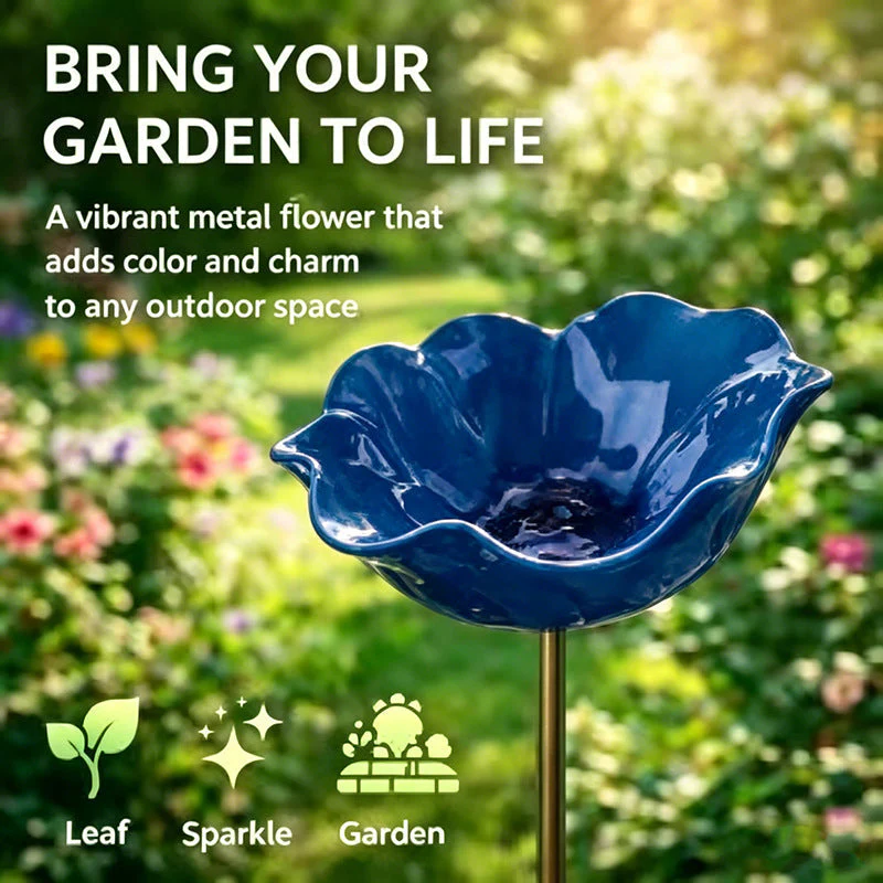 Wravion™ Handmade Metal Flower Garden Stake Bird Bath