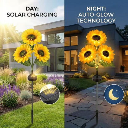LuminaBloom™ 3-in-1 Solar Sunflower Garden Stake Lights