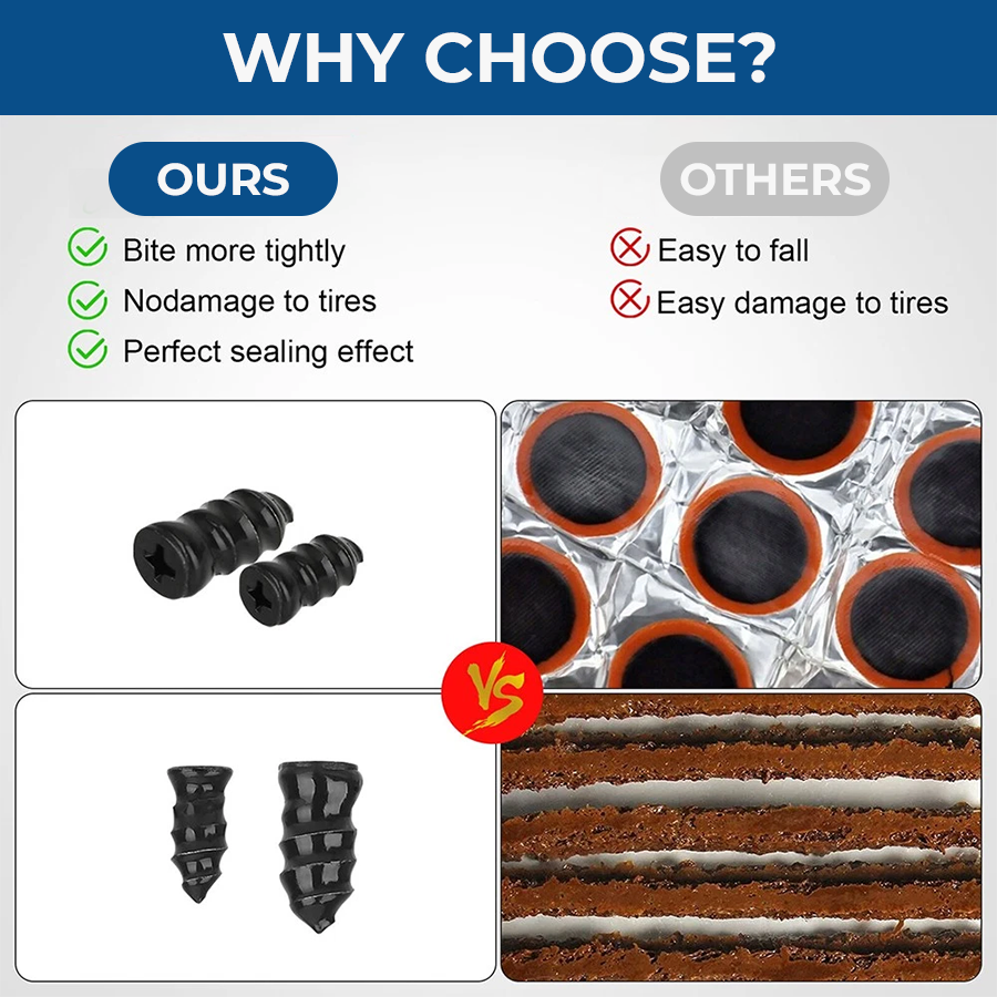 60PCS Self-Sealing Tire Repair Rubber Nails Kit with 2 Sizes