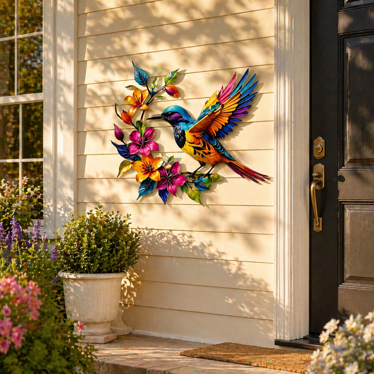 Hummingbird Bloom Metal Wall Art
