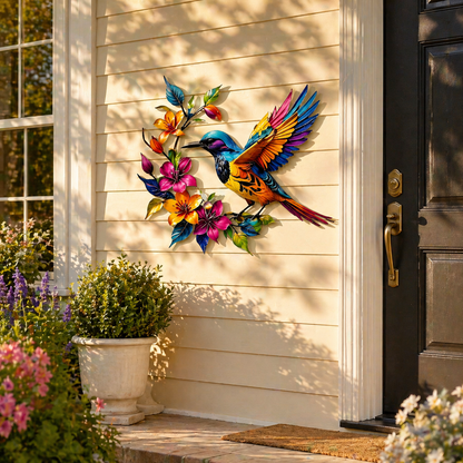 Hummingbird Bloom Metal Wall Art