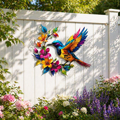Hummingbird Bloom Metal Wall Art