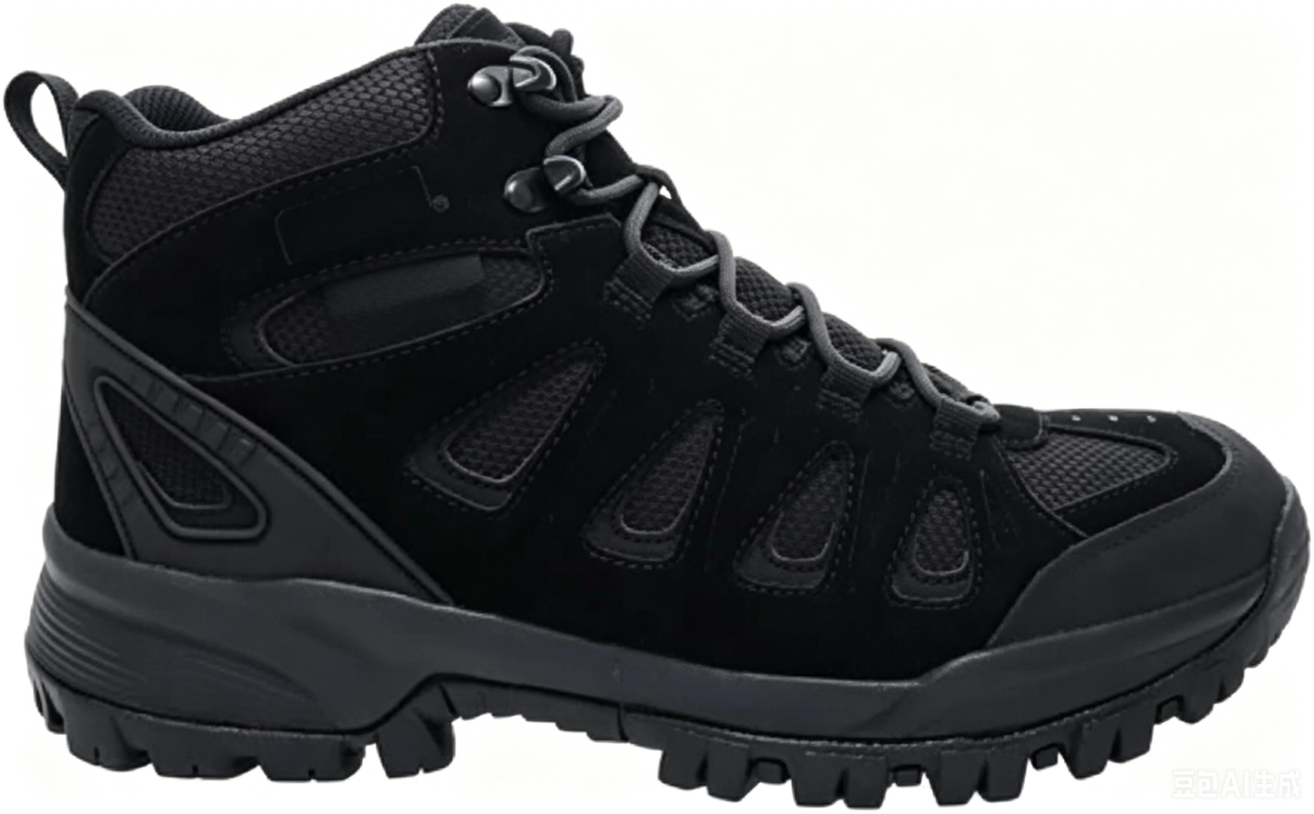 Mens Ridge Walker Round Toe Hiking Casual Boots Ankle - Black