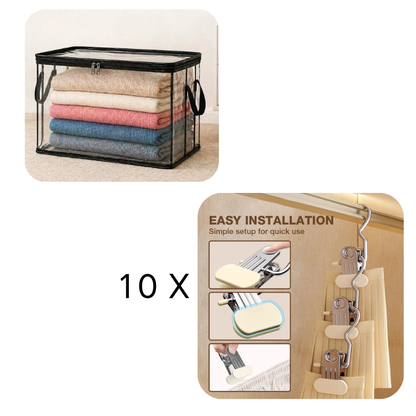 Portable Large Heavy-Duty Thick Plastic Clear Storage Box with Hinged Lid | Home, Travel & Camping