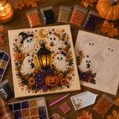 Halloween Pearl Art DIY Kit – Turn Tiny Pearls into Spooky-Cute Magic