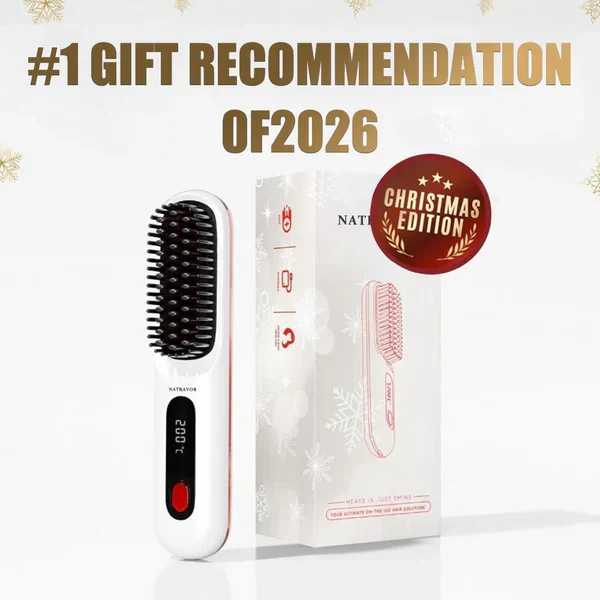 Black Compact Portable Heated Comb Straightener - USB Type-C Charge, 3 Heat Modes, Lightweight Wireless Adjustable Tool for Smooth, Frizz-Free Hair (Portable Hair Straightener for Travel)