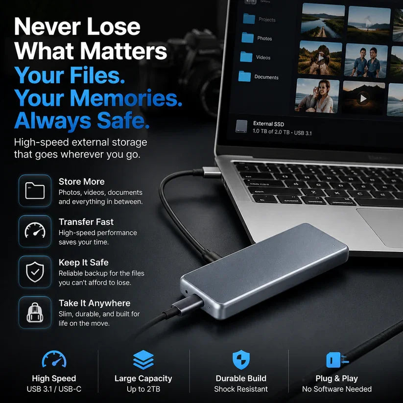 Portable External SSD – Protect Your Photos, Videos & Important Files