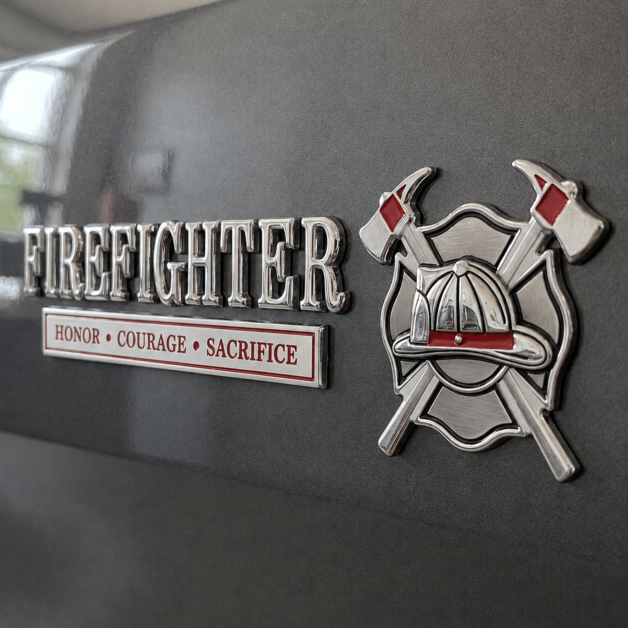 🚒 Firefighter Honor Courage Sacrifice Car Emblem Metal Badge