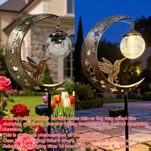 Hummingbird Moon Solar Garden Stake Light