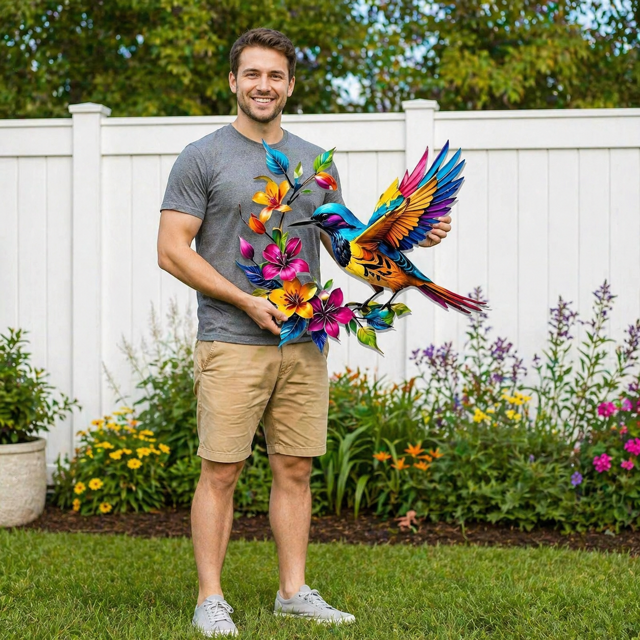 Hummingbird Bloom Metal Wall Art