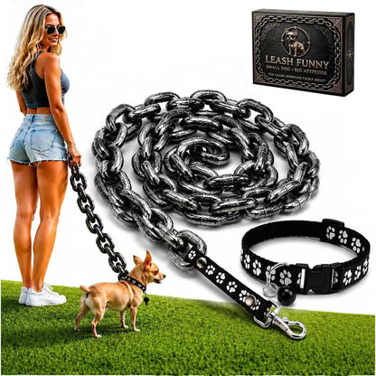 Oversized Chain Dog Leash & Collar Set for Small Dogs - Make Everyday Walks Stand Out