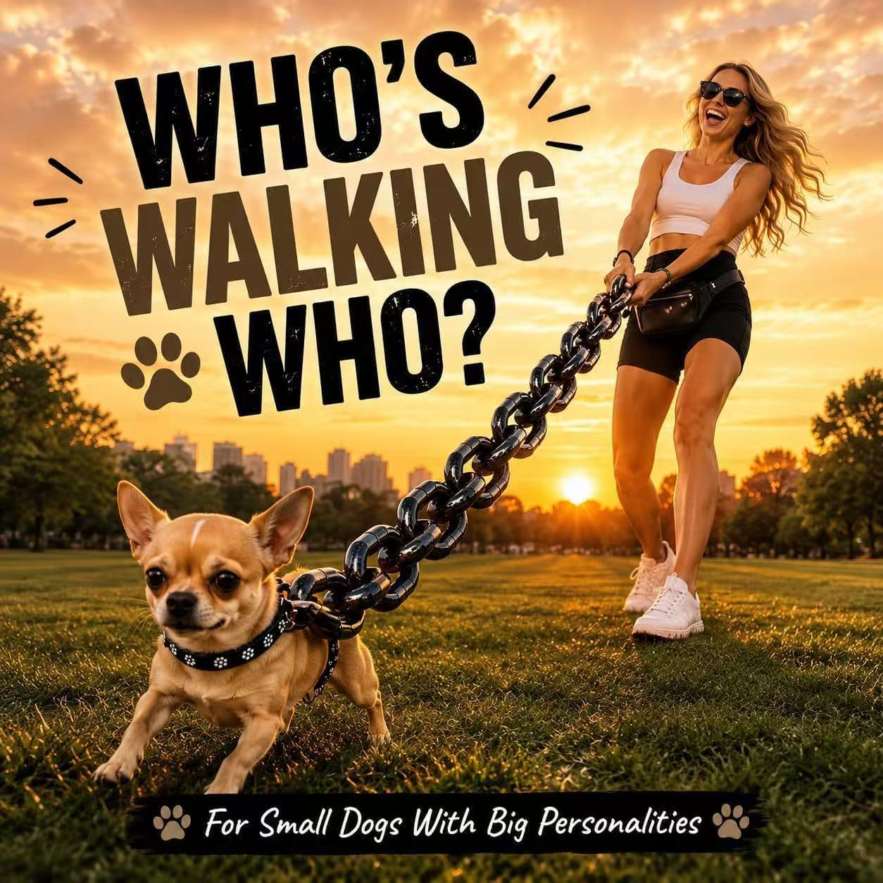 Oversized Chain Dog Leash & Collar Set for Small Dogs - Make Everyday Walks Stand Out