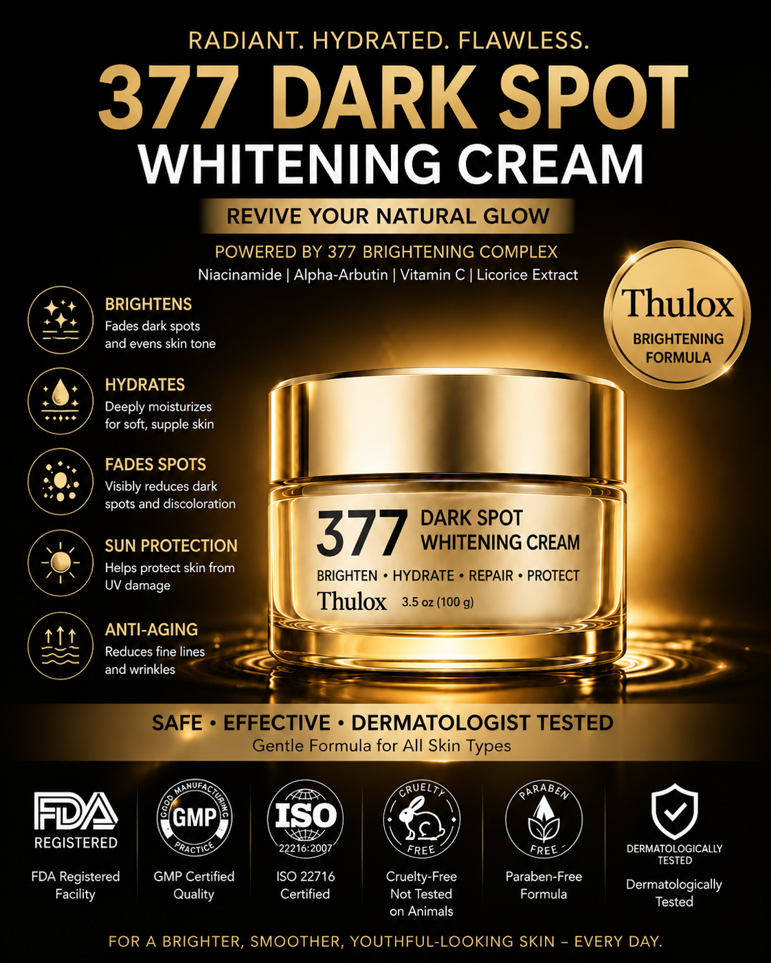 Thulox 377 Brightening SPF Face Cream – Dark Spot, Hydration & Anti-Wrinkle Care