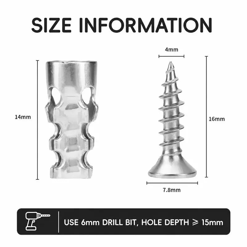 🔩 6×14mm Short Expansion Screw Set for Cabinet Hinge Repair & Stripped Thread Restoration