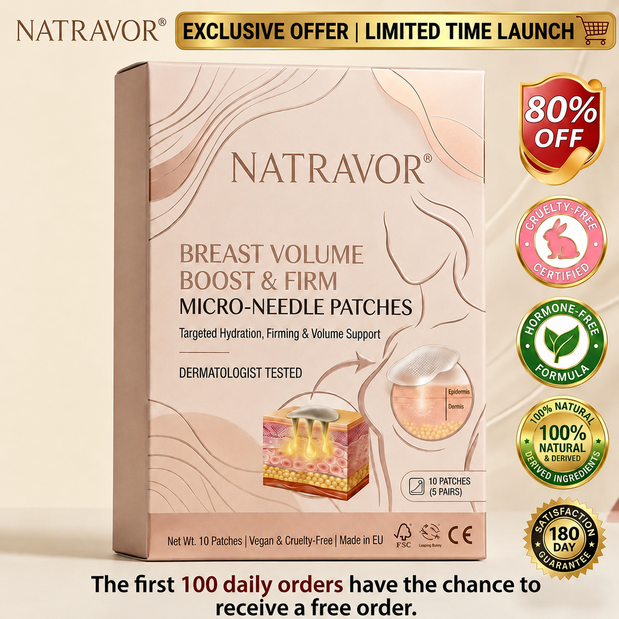 NATRAVOR® Targeted Breast Enhancement Advanced Nano Microneedle Patch