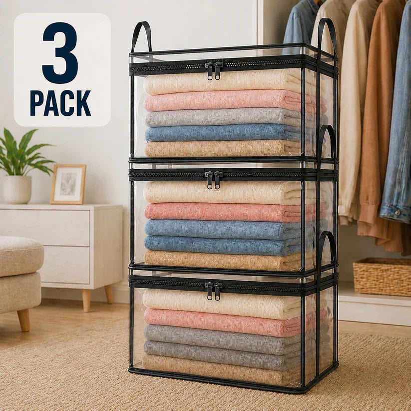 Portable Large Heavy-Duty Thick Plastic Clear Storage Box with Hinged Lid | Home, Travel & Camping