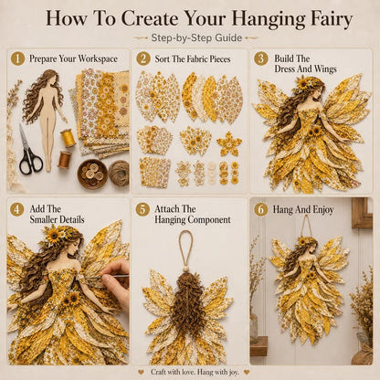 Premium Fairy Patchwork DIY Kit | High-Quality Layered Fabric with Floral Wings DIY Handmade Fantasy Wall Decor ✨