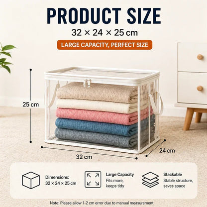 Portable Large Heavy-Duty Thick Plastic Clear Storage Box with Hinged Lid | Home, Travel & Camping