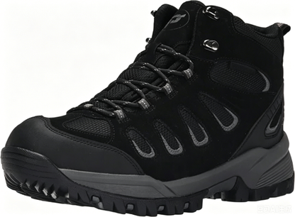 Mens Ridge Walker Round Toe Hiking Casual Boots Ankle - Black
