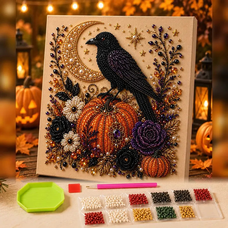 Halloween Pearl Art DIY Kit – Turn Tiny Pearls into Spooky-Cute Magic