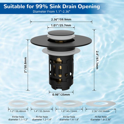 Upgraded 3-in-1 Bathroom Sink Drain Strainer Bathroom Accessories Set