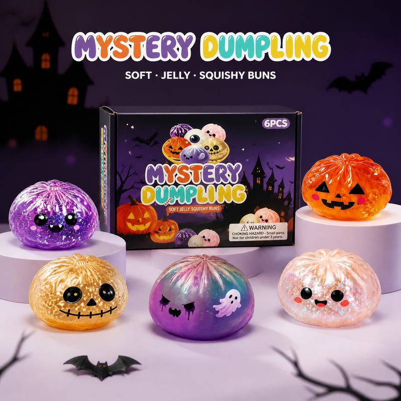 Cute Halloween scary ghost Maruko squeeze toy set, portable stress-relief hand squeeze toys