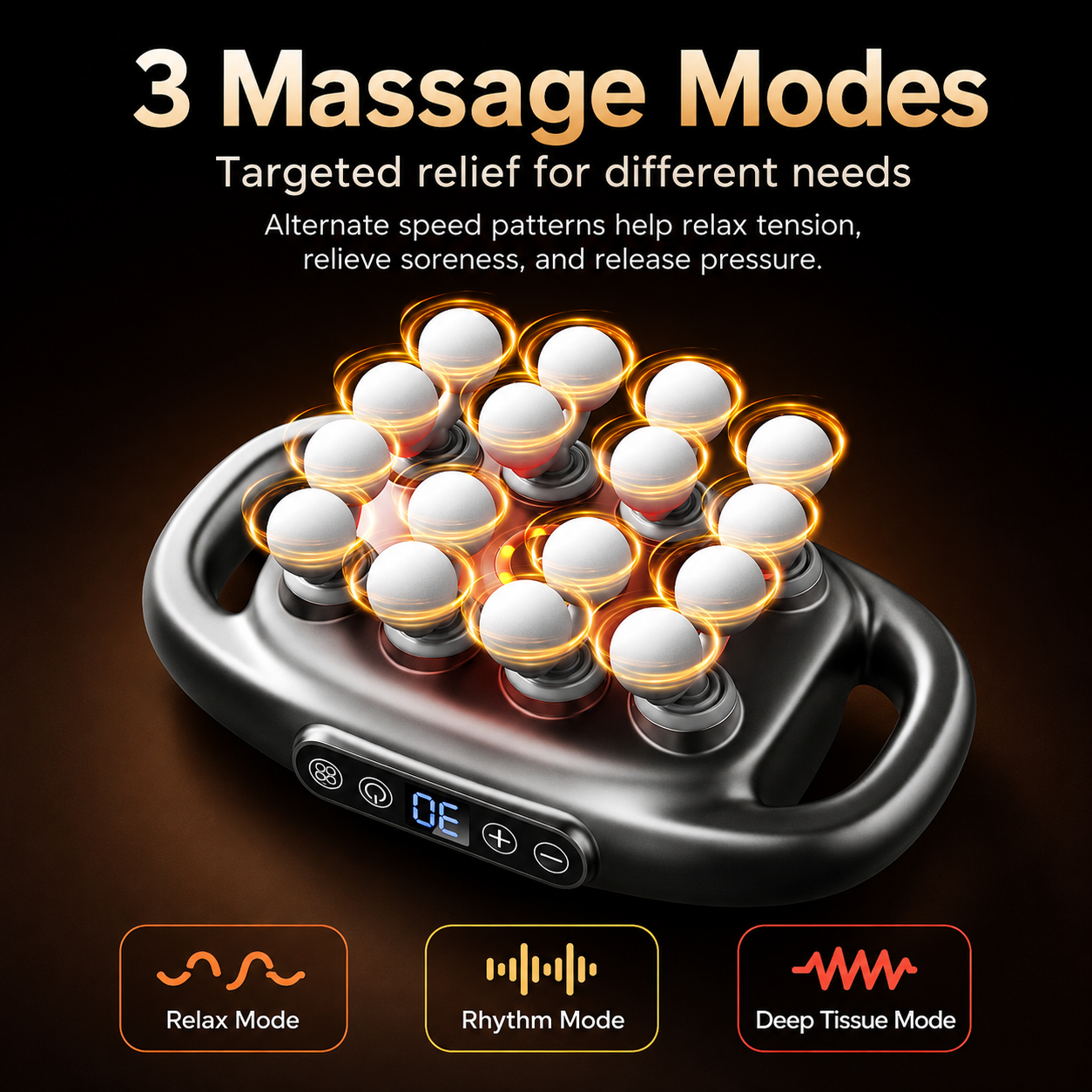 16-Head Deep Tissue Back Massager – Red Light, 30 Speeds & Hands-Free Relief