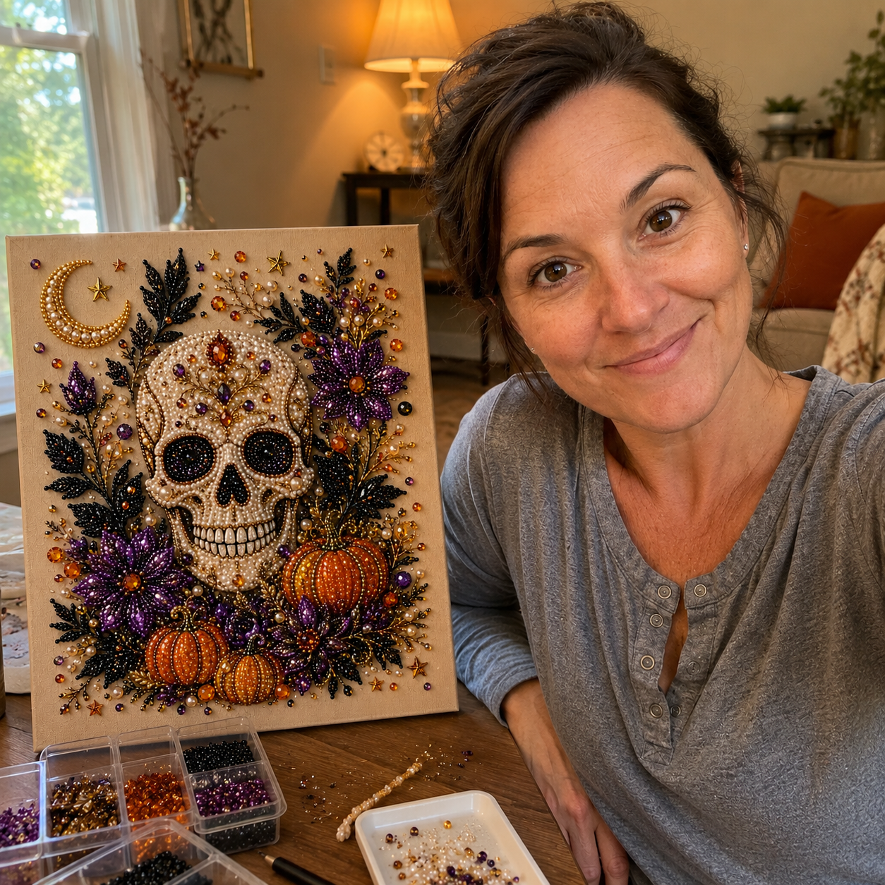 Halloween Pearl Art DIY Kit – Turn Tiny Pearls into Spooky-Cute Magic （BUY 2 FREE SHIPPING)
