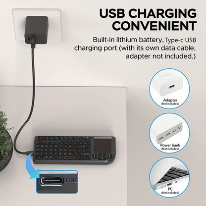 Mini Wireless Keyboard, 2.4G Rechargeable Backlight Keyboard with Touchpad