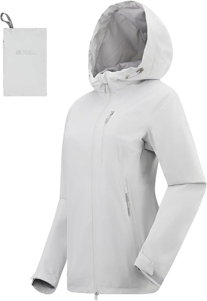 Women's Rain Jacket Packable Waterproof Lightweight Raincoat with Hood Hiking Cycling Golf Travel Windbreaker