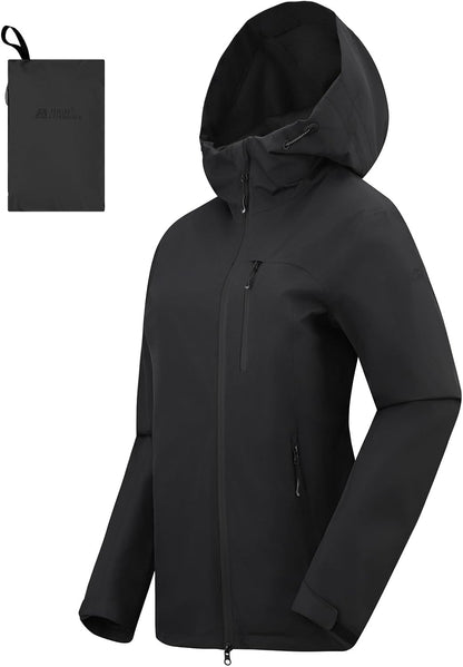 Women's Rain Jacket Packable Waterproof Lightweight Raincoat with Hood Hiking Cycling Golf Travel Windbreaker