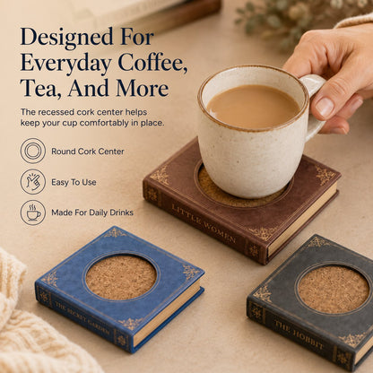Handmade Mini Book Wooden Coaster Design📚-Buy Two Get Free Shipping📦
