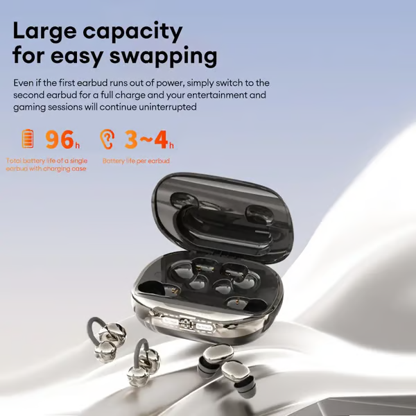3-in-1 Wireless Earbuds with Power Bank Charging Case | 4 Clip-On & Sleep Earbuds, Noise Cancelling & IPX5 Water Resistant