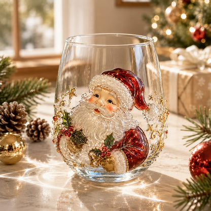 3D Christmas Glass Art Cup