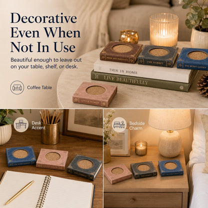 Handmade Mini Book Wooden Coaster Design📚-Buy Two Get Free Shipping📦