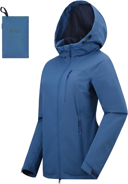 Women's Rain Jacket Packable Waterproof Lightweight Raincoat with Hood Hiking Cycling Golf Travel Windbreaker