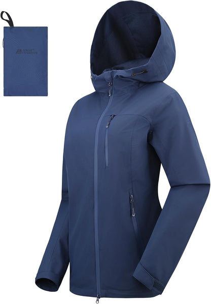 Women's Rain Jacket Packable Waterproof Lightweight Raincoat with Hood Hiking Cycling Golf Travel Windbreaker