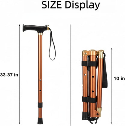 Adjustable from 33‘’ to37‘’Walking Cane Hiking Poles Climbing Snowingshoeing Pole with Ergonomic Handle，Brown and Black for Outdoor for Woman,Man, The Elder