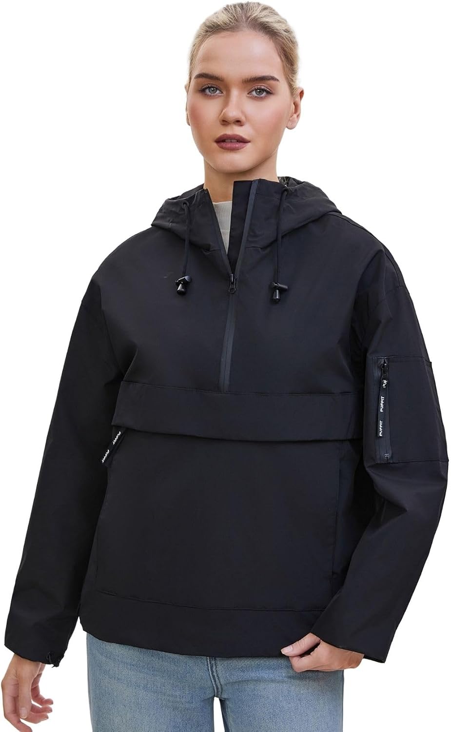 Rain Jacket Women, Women’s Lightweight Anorak Pullover Hoodie Jacket, Water-Resistant