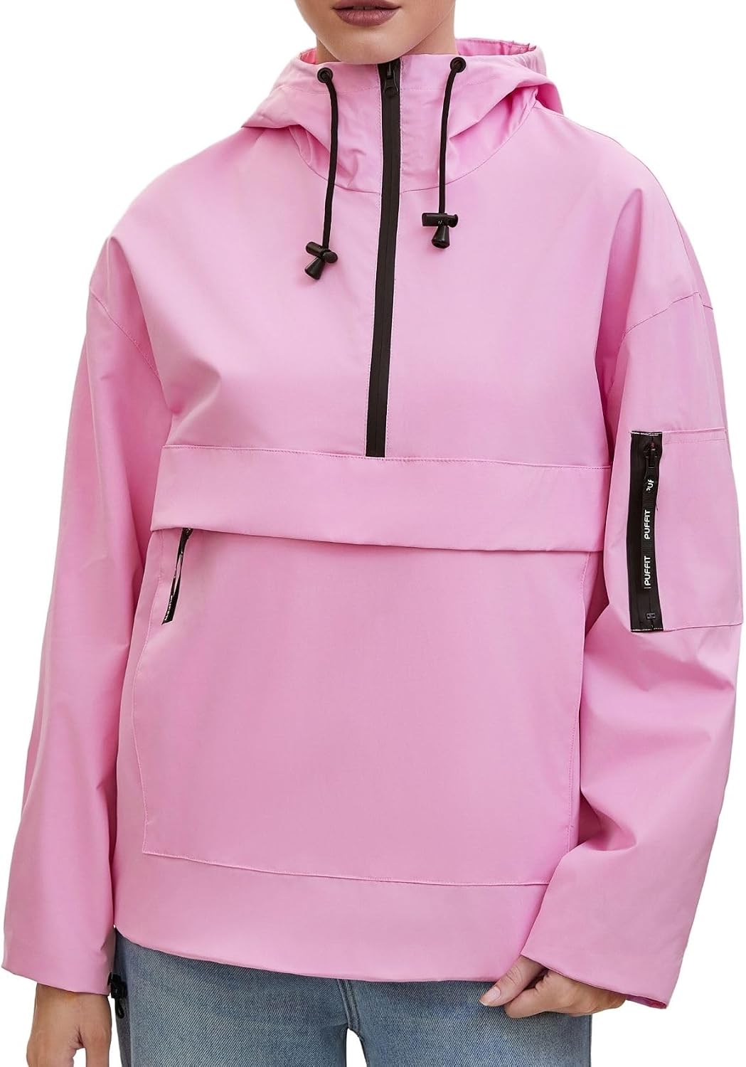 Rain Jacket Women, Women’s Lightweight Anorak Pullover Hoodie Jacket, Water-Resistant