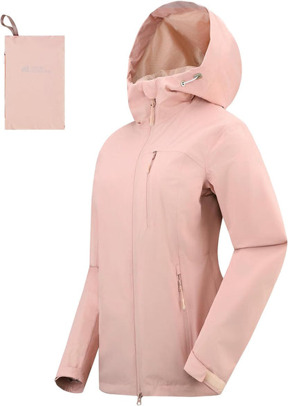 Women's Rain Jacket Packable Waterproof Lightweight Raincoat with Hood Hiking Cycling Golf Travel Windbreaker