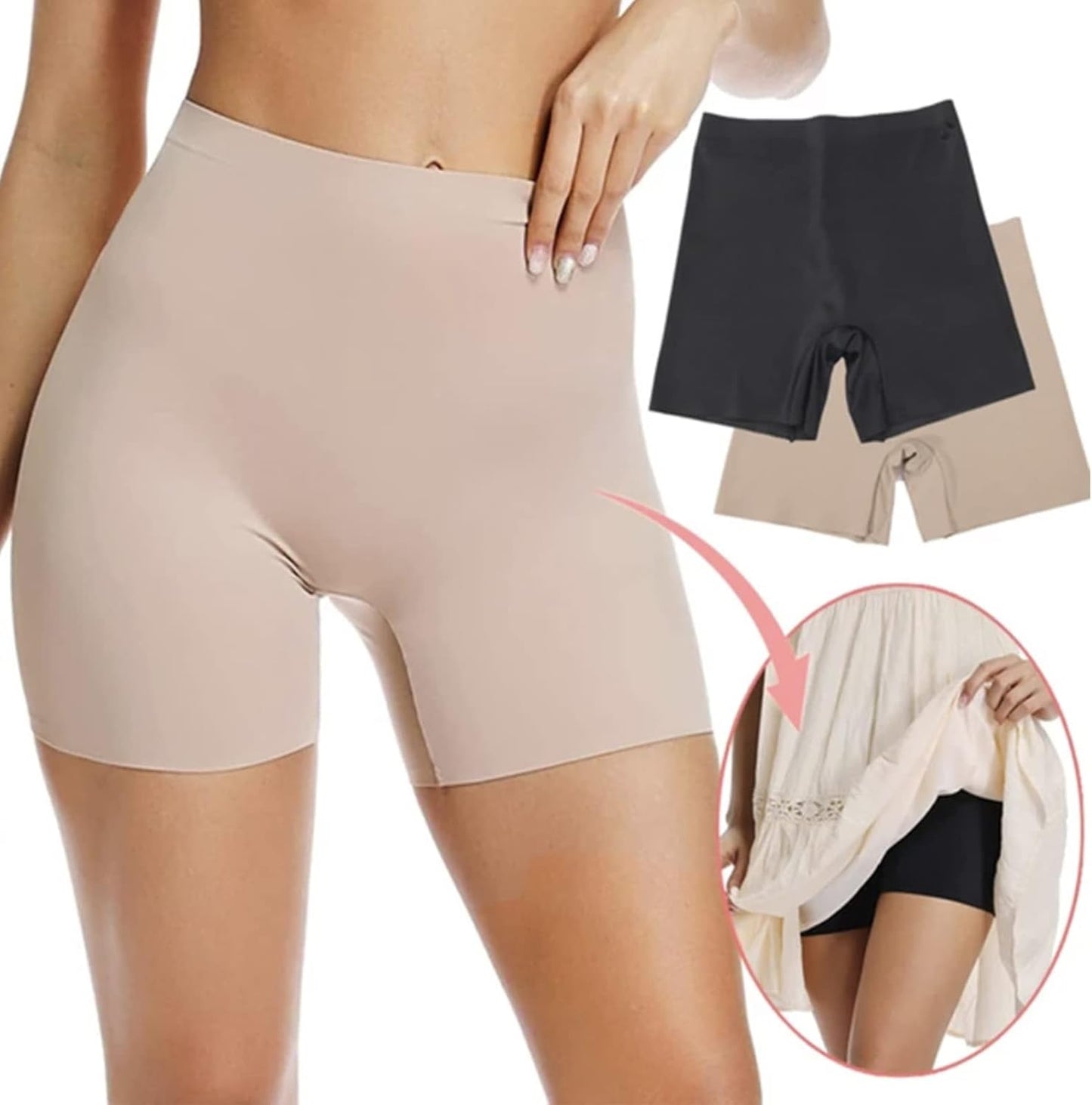 Thigh Shapewear for Women Tummy Control High Waist Seamless Shorts Nude
