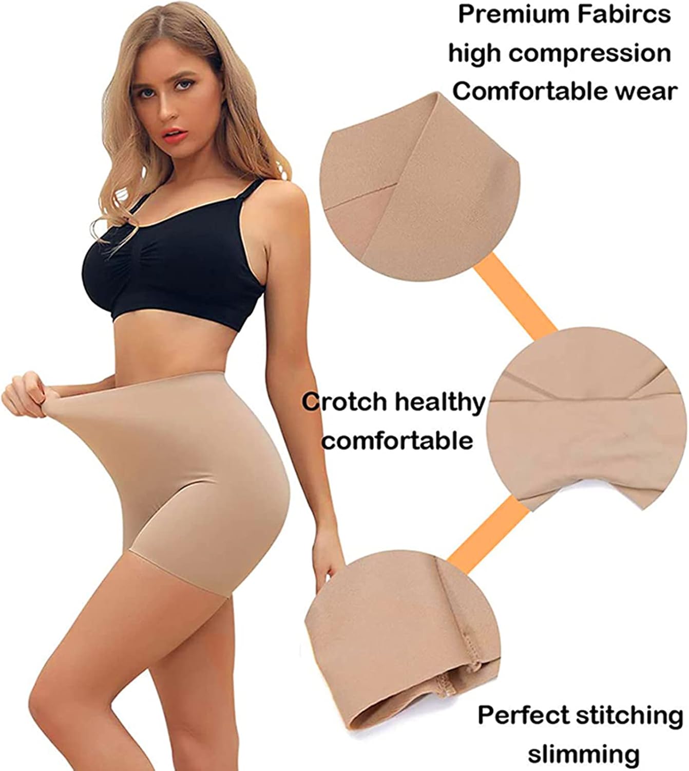 Thigh Shapewear for Women Tummy Control High Waist Seamless Shorts Nude