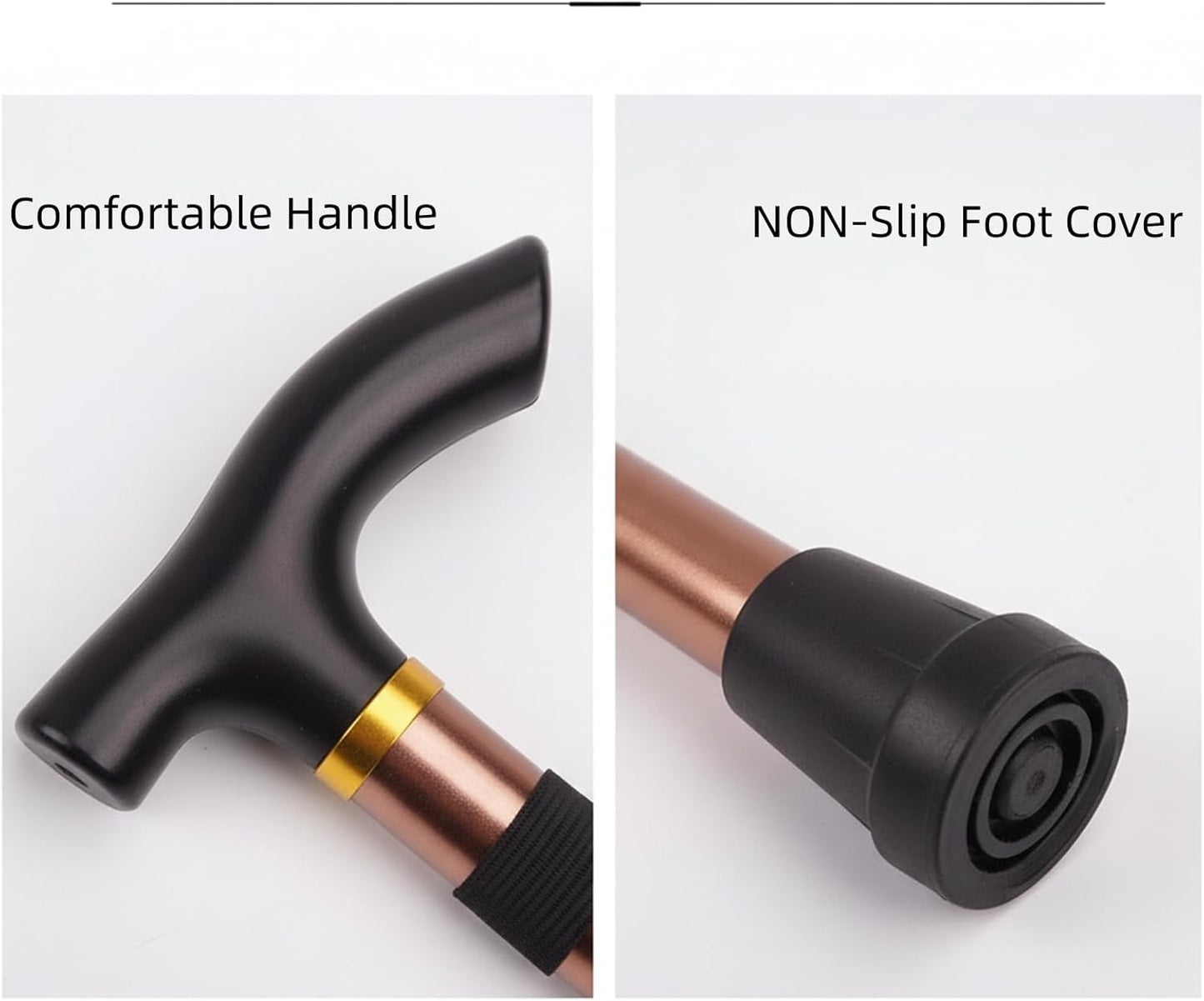 Adjustable from 33‘’ to37‘’Walking Cane Hiking Poles Climbing Snowingshoeing Pole with Ergonomic Handle，Brown and Black for Outdoor for Woman,Man, The Elder